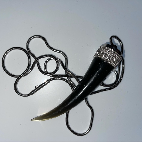 Michael Kors Crystal Silver-Tone Horn Pendant Necklace - Picture 2 of 7